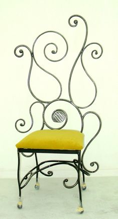 Chaise, en, fer ,forgé,