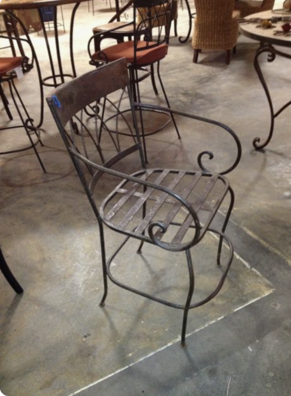Chaise, en, fer ,forgé,